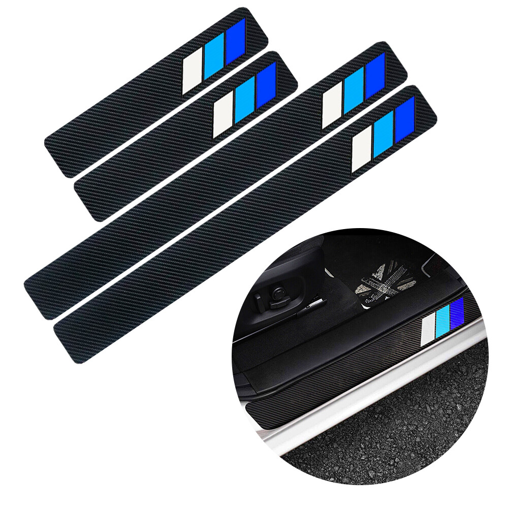 4X For Tri-Color Toyota Accessory Blue Car Sill Door Protector Plate Panel Cover