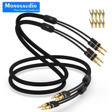 HiFi Speaker Cable Single  Wire Loudspeaker Cord Banana Connectors Y Spade Plugs