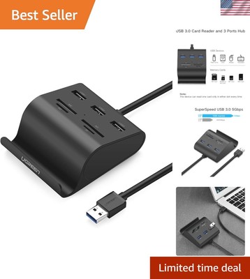 USB Card Reader USB 3.0 Hub 3 Ports with SD TF MS M2 Card Adapter and Phone S...