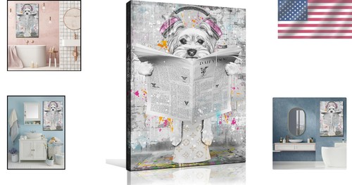 Stylish Black and White Dog Wall Art - 24x36 Inches, Ideal for Any Room - Picture 2 of 9
