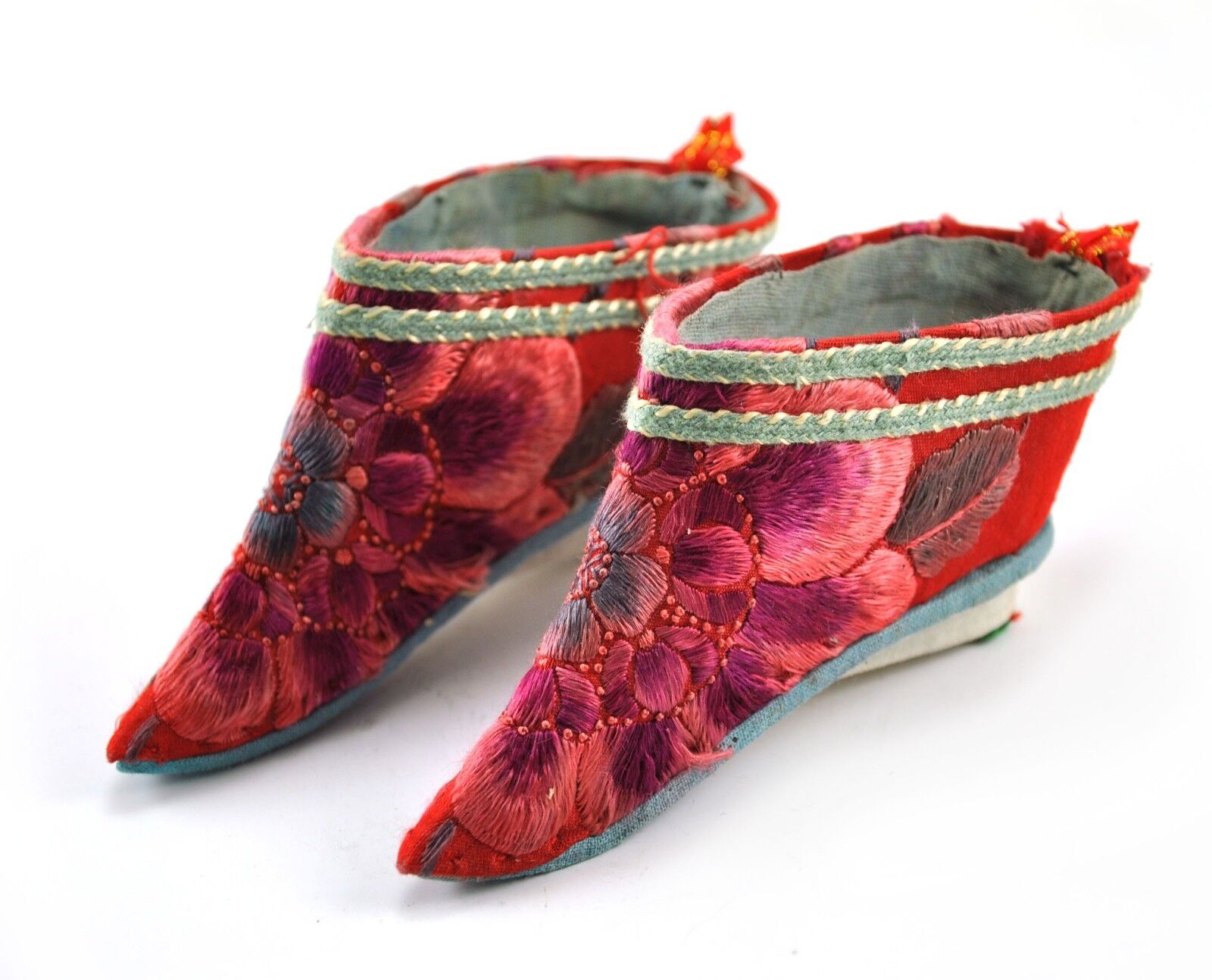 Vintage Chinese Foot Bind Bound Feet Lotus Shoes Silk Handmade Hand ...