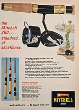 1968 VINTAGE 2 SIDED PRINT AD - GARCIA FISHING - MITCHELL 300 / MITCHELL 402