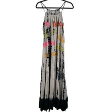 Gold & Silver Paris Sintya Robe Longue Tie Dye Embroidered Maxi Dress One Size