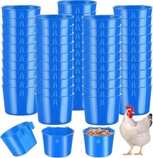 8 oz Hanging Chicken Feeder Cups 60 Pcs Blue Plastic