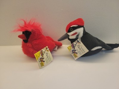 PILEATED WOODPECKER CARDINAL Wild Republic Audubon Birds Plush NWT With  Sound