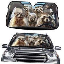 Raccoon Family Windshield Sun Shade for Car SUV Truck Size S 07. Raccoon Family