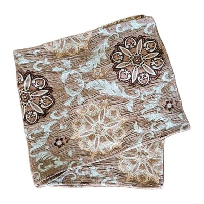 Comphy Table Runner Turquoise Blue & Brown Mandala Pattern Home Decor Tapestry