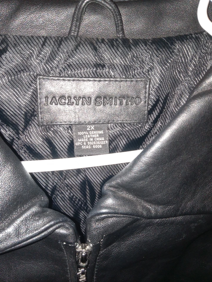 Chaqueta Jaclyn Smith Mujer Negra Cuero Genuino Manga Larga Cremallera Completa Talla 2X Foto 4 de 4
