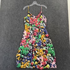 J Crew Dress Women's 8 Multicolor Floral Silk Fit Flare V Neck Sundress Splatter