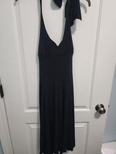 Little Black Dress Halter Neck Sz L Corset Lace Up Back. Fit And Flare.