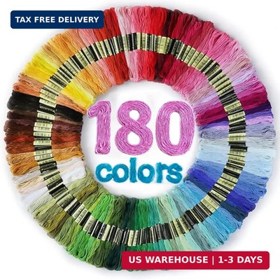 180 Colors Embroidery Floss Thread Set 6 Strand Rainbow Cross Stitch
