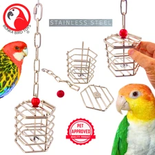 Bonka Bird Toys 2885 Small Baffle Cage Accessory Stainless Treat Forage Parrot