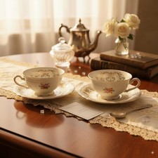 Coppia tazza da tè the antica con piattino in porcellana vintage Bavaria fiori