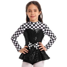 Kids Girls Bodysuit Keyhole Back Costume Show Leotards Stage Racer Competition