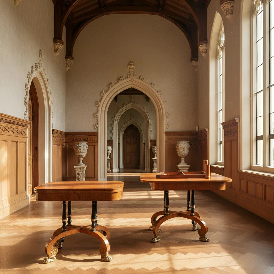 Par fino raro de mesas de juegos antiguas inglesas de palo de rosa del siglo XIX Foto 2 de 4