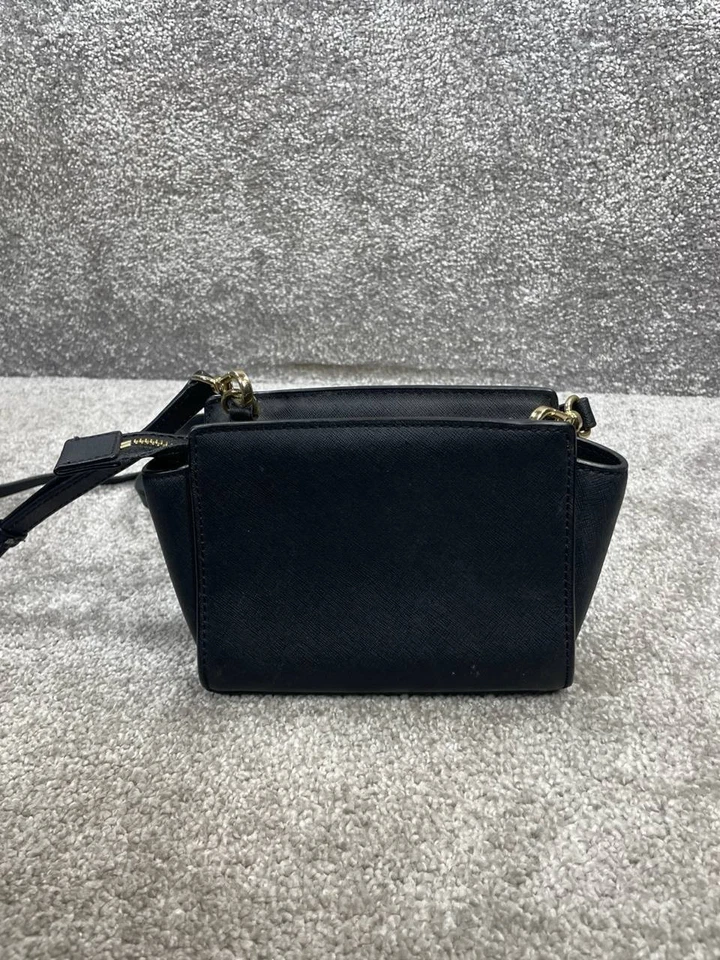 Сумки Michael Kors Mini Selma черные кожаные съемные регулируемый ремень через плечо - Изображение 4 из 4