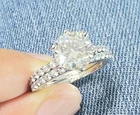 3 Ct Near White Round Cut Moissanite Bridal Wedding Ring Sterling Silver Size 7