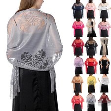 Elegant Tulle Lace Wrap Scarf with Tassels for Wedding Prom and Evening Parties