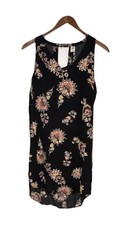 Old Navy Black Multicolor Floral Shift Dress V-Neck Sleeveless Knee Length S