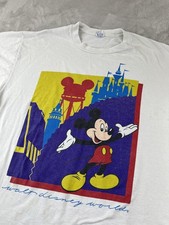 Vintage 90s Walt Disney World Mickey Mouse Shirt Mens Large White Tee Made USA