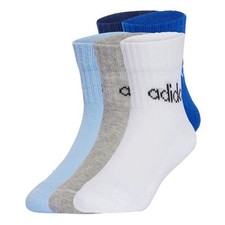 Image of Adidas Kids Ankle Socks 5 Pairs Soft Cotton Blend Cushioned Ribbed Cuff Premium