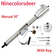 30" GM Tilt Manual Floor Shift Steering Column With Key & 9 Bolt Adapter