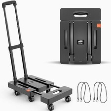 Image of Ronlap Folding Hand Truck 6-Wheel Heavy Duty Luggage Cart 225KG with Ropes