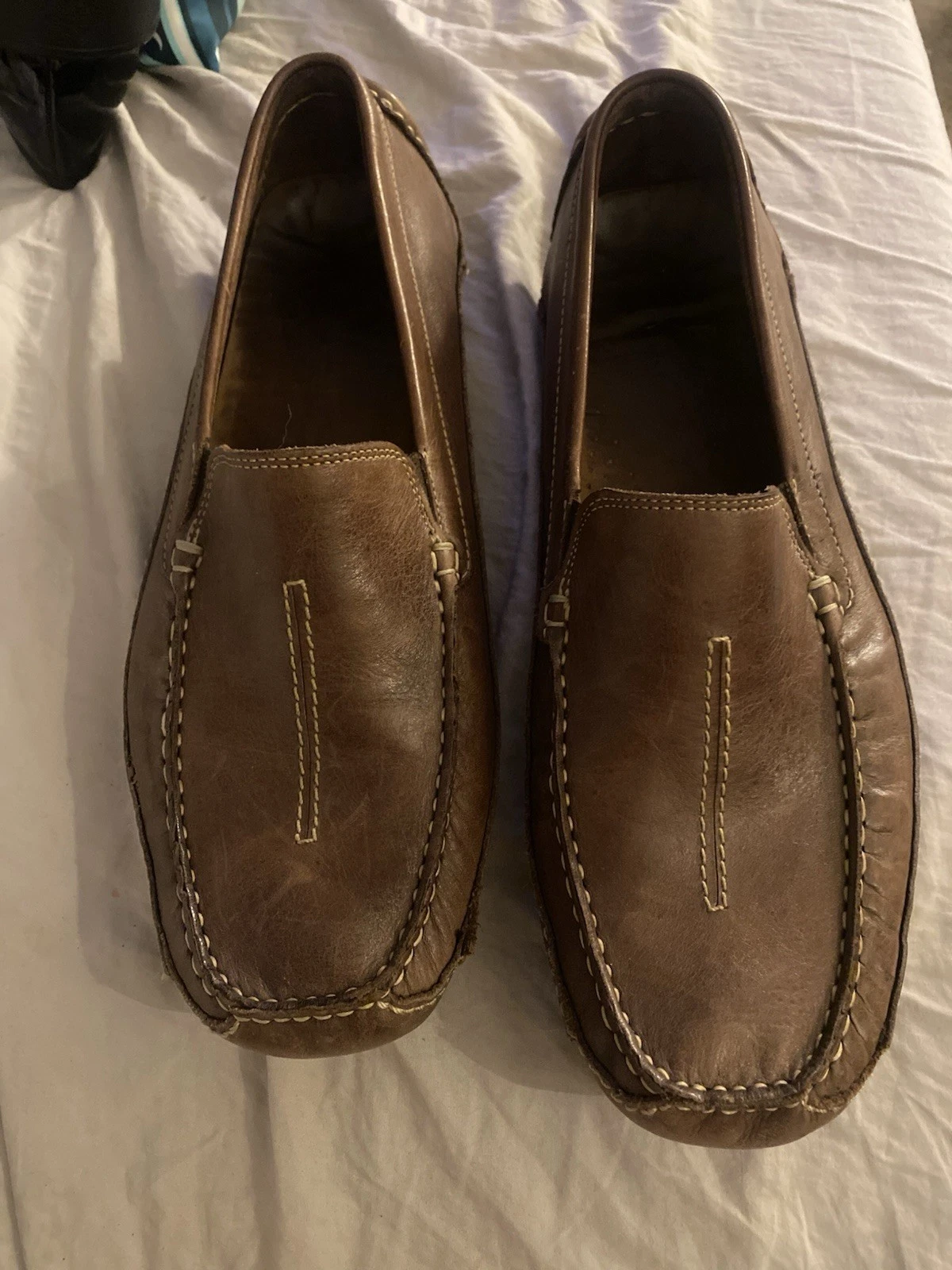 Mocassini da guida Clarks da uomo in pelle marrone scarpe casual taglia 12