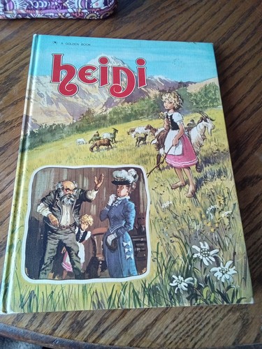 vintage hardcover book titled "Heidi" by Johanna Spyri 1975 Italy Golden Book