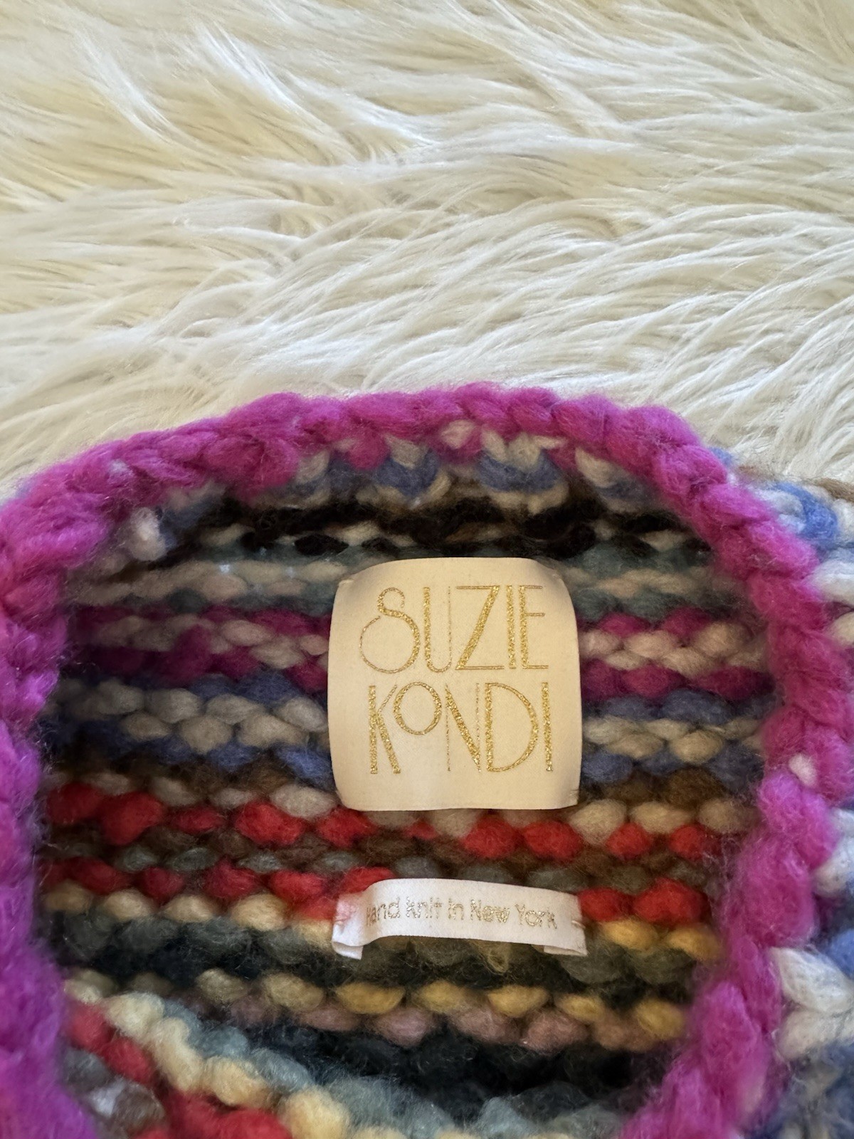 Suzie Kondi The Jooshi Sweater Cashmere Hand Knit Striped Multi Medium image 3