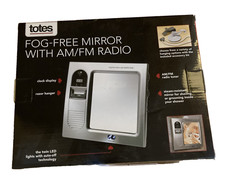 TOTES SPECCHIO ANTIAPPANNAMENTO CON RADIO AM/FM orologio da appendere rasoio doccia