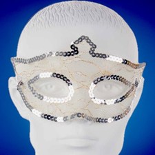 Masquerade or Halloween Mask Men Woman Wedding White / Gold Lace Hard Plastic