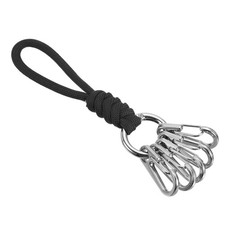 5.5 Paracord Lanyard Keychain with Hooks Braided Wrist Strap Black