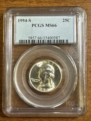 1954-S Washington Silver Quarter PCGS MS66 Gem Uncirculated Blast White Blazer