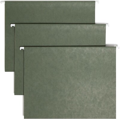 Smead Letter Size Hanging File Folders 25 Pack Green with Poly Tabs ...