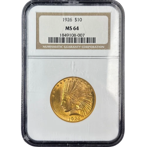 1926 Indian Head Gold Eagle Coin NGC MS64 pre33 gold