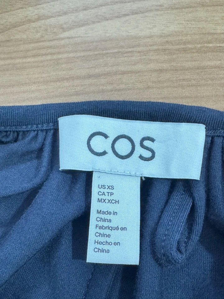 COS женщин синий Джерси замочная скважина шеи длинным рукавом туника платье Sz XS - Изображение 4 из 4