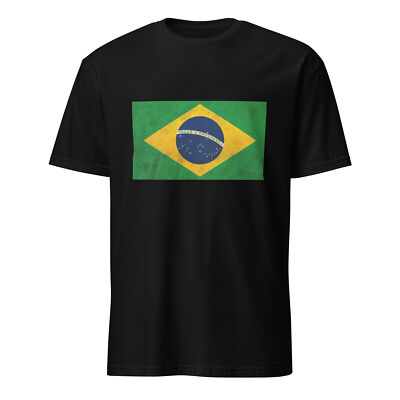Brazil Flag Short-Sleeve Unisex T-Shirt Antiqued Vintage