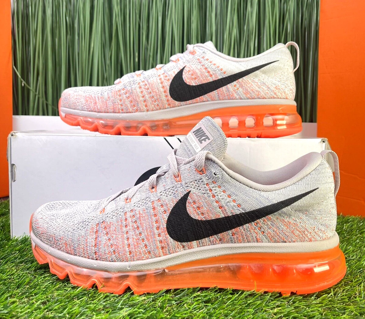 sugerir solo ambulancia Nike Flyknit Air Max Gray Orange Running Shoes Womens Size 9.5/ Mens Size 8  | eBay