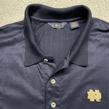 Notre Dame Gold Polo Shirt Mens Large Navy Fighting Irish Short Sleeve Golf