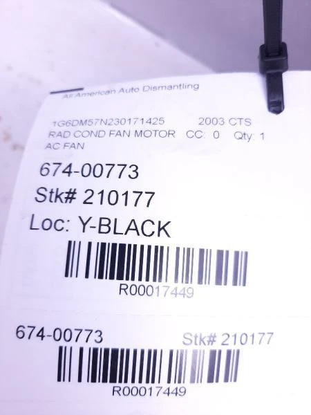 Conjunto de ventilador de motor de ventilador de radiador detrás del radiador 03 Cadillac CTS 25708388 Foto 3 de 4