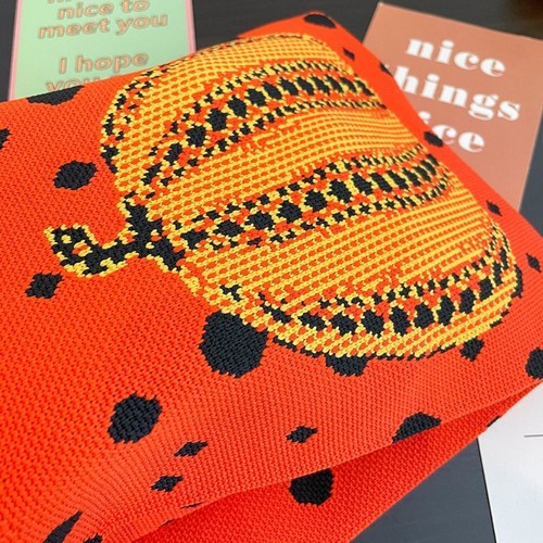 High-capacity Knot Wrist Bag Pumpkin Tote Bag Handmade Knit Handbag Student - Picture 8 of 14