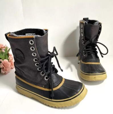 SOREL 1964 CVS Premium Black Waterproof Canvas Winter Boots, Women s Size 6