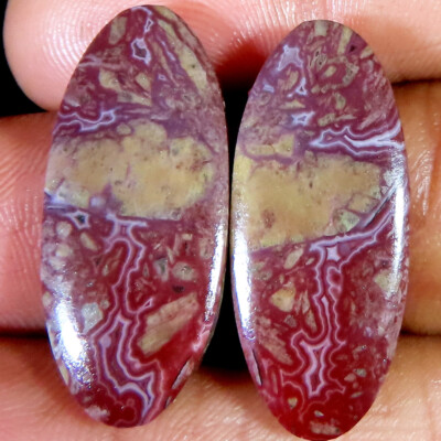 Crazy Lace Achat Cabochon Oval Paar Lose Edelsteine 30,75 CT 12x29x4 mm R235-06