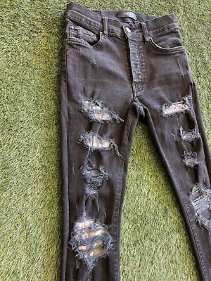 Size 28 - Authentic Amiri Jeans Distressed Hawaiian Patch Black