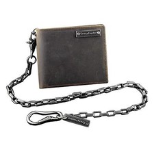 Wallet for Men VINTAGE Leather Biker Card Holder Wallet With Safe Chain Brown