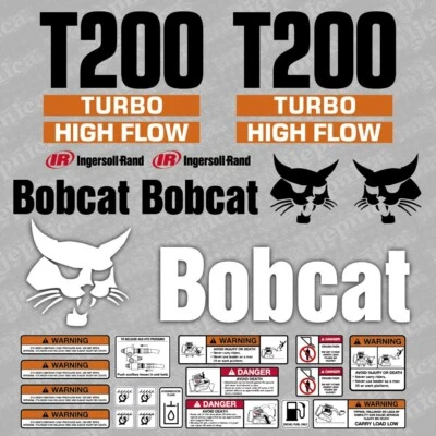 Bobcat T200 Turbo High Flow Lader Aftermarket Aufkleber / Ersatzaufkleber Set - Bild 1 von 3