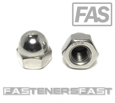FASTENERCART (25) 3/8-16 Stainless Steel Hex Acorn Cap Nuts (25 Pieces)