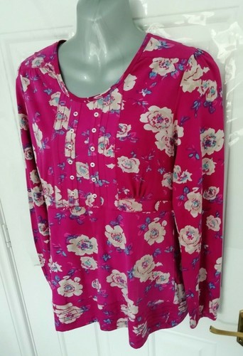 MANTARAY Ladies Size 10 Pink Blue Beige Floral Pretty Blouse Top Long Sleeve