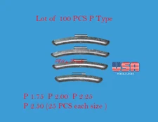 100 Pcs ASSORTMENT CLIP-ON WHEEL WEIGHT BALANCE P STYLE  1.75 2.00 2.25 2.50 oz